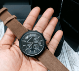 Buy Shop Emporio Armani Chronograph Black Dial Brown Leather Strap Watch For Men - AR11078 USA Online