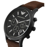 Buy Shop Emporio Armani Chronograph Black Dial Brown Leather Strap Watch For Men - AR11078 USA Online