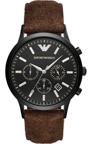 Buy Shop Emporio Armani Chronograph Black Dial Brown Leather Strap Watch For Men - AR11078 USA Online