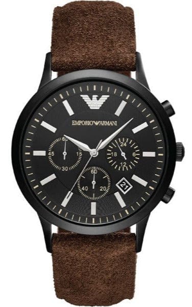 Buy Shop Emporio Armani Chronograph Black Dial Brown Leather Strap Watch For Men - AR11078 USA Online