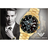 Buy Shop Emporio Armani Chronograph Black Dial Gold Steel Strap Watch For Men - AR5857 USA Online
