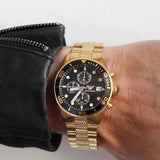 Buy Shop Emporio Armani Chronograph Black Dial Gold Steel Strap Watch For Men - AR5857 USA Online