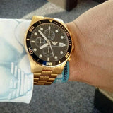 Buy Shop Emporio Armani Chronograph Black Dial Gold Steel Strap Watch For Men - AR5857 USA Online