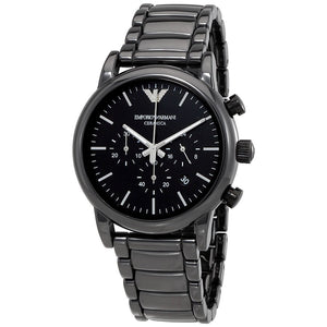 Buy Shop Emporio Armani Ceramica Chronograph Black Dial Black Strap Watch For Men - AR1452 USA Online