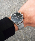 Buy Shop Emporio Armani Chronograph Black Dial Silver Mesh Bracelet Watch For Men - AR11104 USA Online