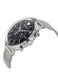 Buy Shop Emporio Armani Chronograph Black Dial Silver Mesh Bracelet Watch For Men - AR11104 USA Online