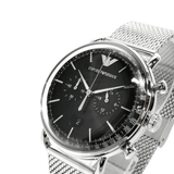 Buy Shop Emporio Armani Chronograph Black Dial Silver Mesh Bracelet Watch For Men - AR11104 USA Online