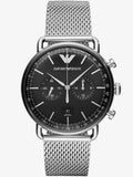 Buy Shop Emporio Armani Chronograph Black Dial Silver Mesh Bracelet Watch For Men - AR11104 USA Online