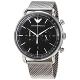 Buy Shop Emporio Armani Chronograph Black Dial Silver Mesh Bracelet Watch For Men - AR11104 USA Online