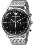 Buy Shop Emporio Armani Chronograph Black Dial Silver Mesh Bracelet Watch For Men - AR11104 USA Online