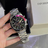 Buy Shop Emporio Armani Chronograph Black Dial Silver Stainless Steel Watch For Men - AR5855 USA Online