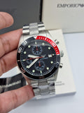 Buy Shop Emporio Armani Chronograph Black Dial Silver Stainless Steel Watch For Men - AR5855 USA Online