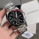 Buy Shop Emporio Armani Chronograph Black Dial Silver Stainless Steel Watch For Men - AR5855 USA Online