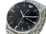 Buy Shop Emporio Armani Chronograph Black Dial Silver Steel Strap Watch For Men - AR0389 USA Online