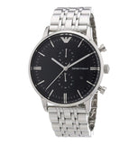 Buy Shop Emporio Armani Chronograph Black Dial Silver Steel Strap Watch For Men - AR0389 USA Online