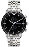 Buy Shop Emporio Armani Chronograph Black Dial Silver Steel Strap Watch For Men - AR0389 USA Online