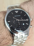 Buy Shop Emporio Armani Chronograph Black Dial Silver Steel Strap Watch For Men - AR11017 USA Online