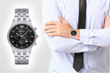 Buy Shop Emporio Armani Chronograph Black Dial Silver Steel Strap Watch For Men - AR11017 USA Online