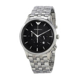 Buy Shop Emporio Armani Chronograph Black Dial Silver Steel Strap Watch For Men - AR11017 USA Online