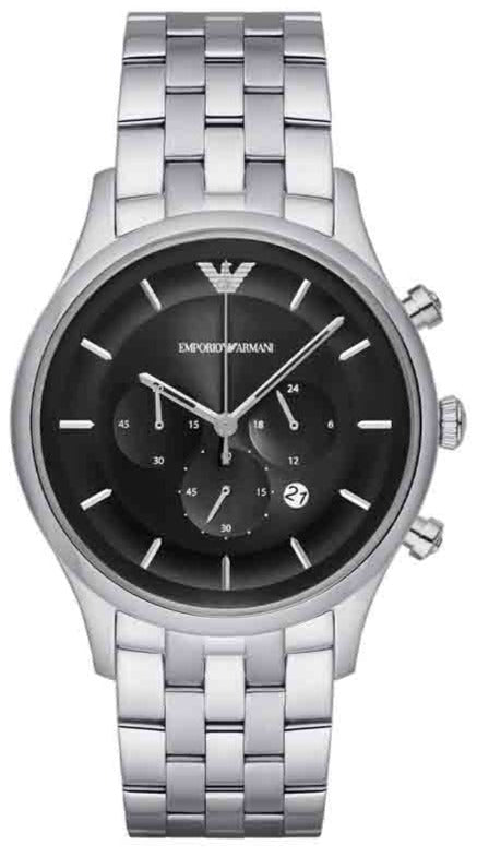 Buy Shop Emporio Armani Chronograph Black Dial Silver Steel Strap Watch For Men - AR11017 USA Online