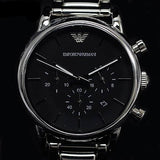 Buy Shop Emporio Armani Chronograph Black Dial Silver Steel Strap Watch For Men - AR1853 USA Online