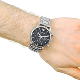 Buy Shop Emporio Armani Chronograph Black Dial Silver Steel Strap Watch For Men - AR1853 USA Online