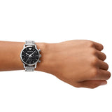Buy Shop Emporio Armani Chronograph Black Dial Silver Steel Strap Watch For Men - AR1853 USA Online