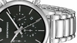 Buy Shop Emporio Armani Chronograph Black Dial Silver Steel Strap Watch For Men - AR1853 USA Online