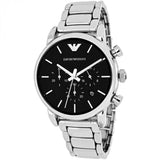 Buy Shop Emporio Armani Chronograph Black Dial Silver Steel Strap Watch For Men - AR1853 USA Online