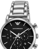 Buy Shop Emporio Armani Chronograph Black Dial Silver Steel Strap Watch For Men - AR1853 USA Online
