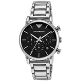 Buy Shop Emporio Armani Chronograph Black Dial Silver Steel Strap Watch For Men - AR1853 USA Online