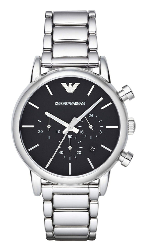 Buy Shop Emporio Armani Chronograph Black Dial Silver Steel Strap Watch For Men - AR1853 USA Online