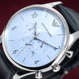Buy Shop Emporio Armani Chronograph Blue Dial Blue Leather Strap Watch For Men - AR1889 USA Online