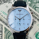 Buy Shop Emporio Armani Chronograph Blue Dial Blue Leather Strap Watch For Men - AR1889 USA Online
