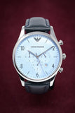 Buy Shop Emporio Armani Chronograph Blue Dial Blue Leather Strap Watch For Men - AR1889 USA Online