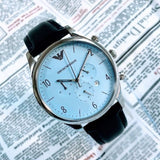 Buy Shop Emporio Armani Chronograph Blue Dial Blue Leather Strap Watch For Men - AR1889 USA Online