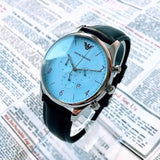 Buy Shop Emporio Armani Chronograph Blue Dial Blue Leather Strap Watch For Men - AR1889 USA Online