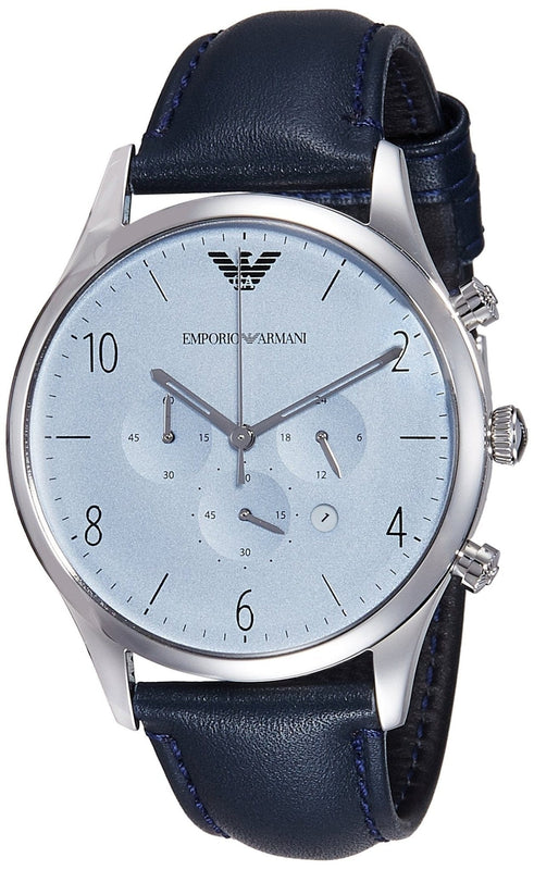 Buy Shop Emporio Armani Chronograph Blue Dial Blue Leather Strap Watch For Men - AR1889 USA Online