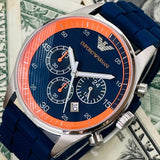 Buy Shop Emporio Armani Chronograph Blue Dial Blue Rubber Strap Watch For Men - AR5864 USA Online