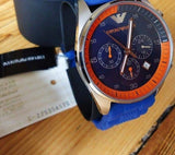 Buy Shop Emporio Armani Chronograph Blue Dial Blue Rubber Strap Watch For Men - AR5864 USA Online