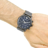 Buy Shop Emporio Armani Chronograph Blue Dial Gun Metallic Mesh Bracelet Watch For Men - AR1979 USA Online