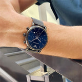Buy Shop Emporio Armani Chronograph Blue Dial Gun Metallic Mesh Bracelet Watch For Men - AR1979 USA Online
