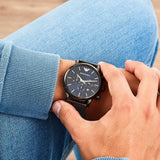 Buy Shop Emporio Armani Chronograph Blue Dial Gun Metallic Mesh Bracelet Watch For Men - AR1979 USA Online