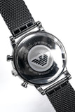 Buy Shop Emporio Armani Chronograph Blue Dial Gun Metallic Mesh Bracelet Watch For Men - AR1979 USA Online