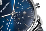 Buy Shop Emporio Armani Chronograph Blue Dial Gun Metallic Mesh Bracelet Watch For Men - AR1979 USA Online