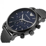 Buy Shop Emporio Armani Chronograph Blue Dial Gun Metallic Mesh Bracelet Watch For Men - AR1979 USA Online
