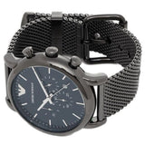 Buy Shop Emporio Armani Chronograph Blue Dial Gun Metallic Mesh Bracelet Watch For Men - AR1979 USA Online