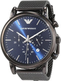 Buy Shop Emporio Armani Chronograph Blue Dial Gun Metallic Mesh Bracelet Watch For Men - AR1979 USA Online