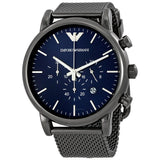 Buy Shop Emporio Armani Chronograph Blue Dial Gun Metallic Mesh Bracelet Watch For Men - AR1979 USA Online