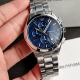Buy Shop Emporio Armani Chronograph Blue Dial Silver Steel Strap Watch For Men - AR11528 USA Online